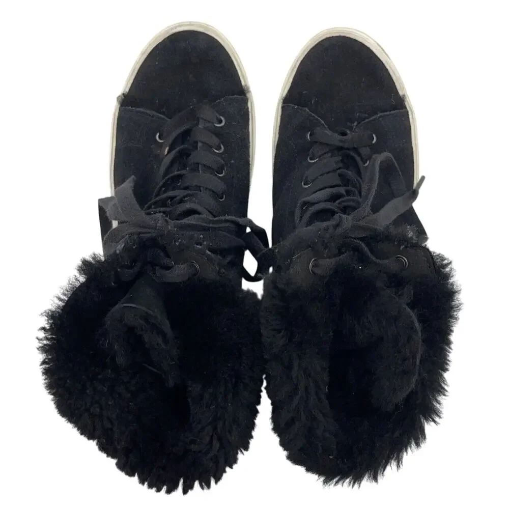 UGG Women's Beven Leather High-Top Lace-Up Sneaker Shoes Black Us Size 8